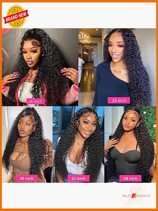 13x6 Full Lace Frontal Wig Human Hair 200% Density Deep Wave 20 inch main image 5